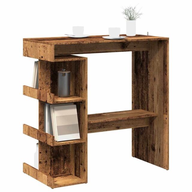 Berkfield Home Bar Table with Storage Rack Old Wood 100x48x101.5 cm in Brown - image 1