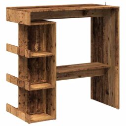 Berkfield Home Bar Table with Storage Rack Old Wood 100x48x101.5 cm in Brown - thumbnail 2