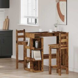 Berkfield Home Bar Table with Storage Rack Old Wood 100x48x101.5 cm in Brown - thumbnail 3
