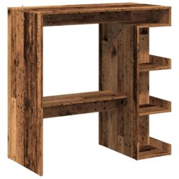 Berkfield Home Bar Table with Storage Rack Old Wood 100x48x101.5 cm in Brown - thumbnail 6
