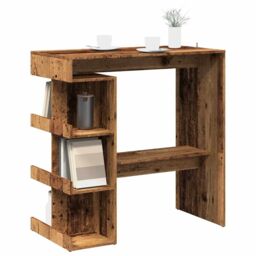 Berkfield Home Bar Table with Storage Rack Old Wood 100x48x101.5 cm in Brown - thumbnail 1