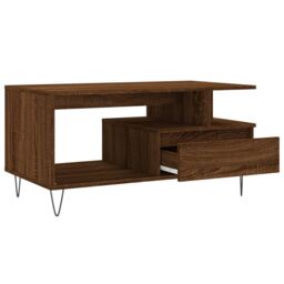 Berkfield Home Coffee Table Brown Oak 90x49x45 cm Engineered Wood - Size: 90 x 49 x 45 cm - thumbnail 6