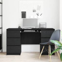 Berkfield Home Modern Desks 2 pcs Black Oak 140x50x76 cm Engineered Wood - Size: 140 x 50 x 76 cm - thumbnail 4