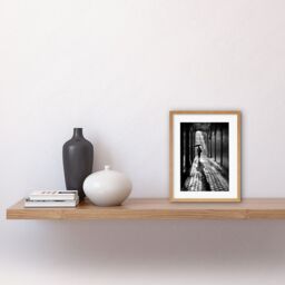 "Artery8 Wall Art Print Walking Through the Alley Black & White Photo Artwork Framed 9X7 Inch in Beige - Size: W7"" x H9""" - thumbnail 2