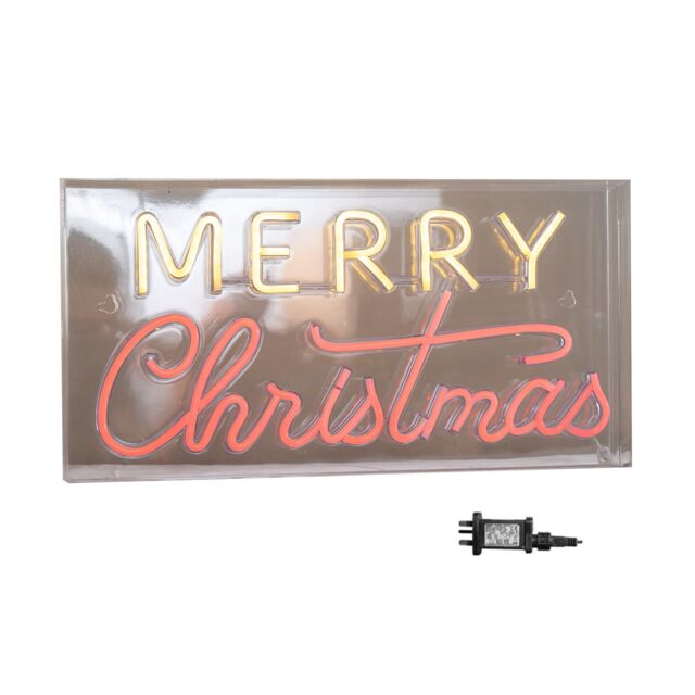Samuel Alexander 43cm Light up Merry Christmas Neon Flex Sign in Warm White & Red - image 1
