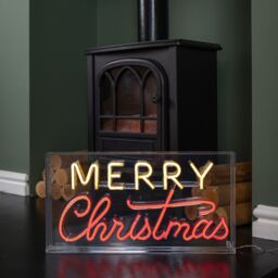 Samuel Alexander 43cm Light up Merry Christmas Neon Flex Sign in Warm White & Red - thumbnail 6