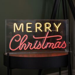 Samuel Alexander 43cm Light up Merry Christmas Neon Flex Sign in Warm White & Red - thumbnail 2