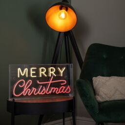 Samuel Alexander 43cm Light up Merry Christmas Neon Flex Sign in Warm White & Red - thumbnail 3