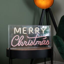 Samuel Alexander 43cm Light up Merry Christmas Neon Flex Sign in Warm White & Red - thumbnail 4