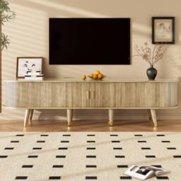 BTM 175 cm TV cabinet with sliding door & large storage, country style in Light Brown - thumbnail 8
