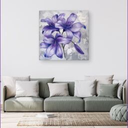 Warren Reed - Designer Purple Lilies Canvas - Size: w40 inch x h40 inch - thumbnail 1
