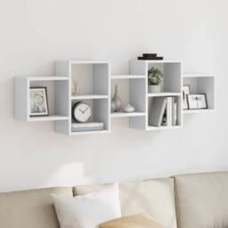 Berkfield Home Wall Shelf White 129x18x42 cm Engineered Wood - Size: 129 x 18 x 42 cm - thumbnail 2