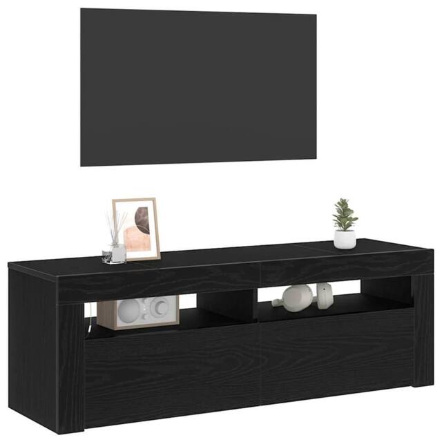 Berkfield Home TV Cabinet with LED Black Oak 120x35x40 cm Engineered Wood - Size: 120 x 35 x 40 cm - image 1