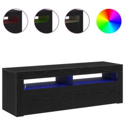 Berkfield Home TV Cabinet with LED Black Oak 120x35x40 cm Engineered Wood - Size: 120 x 35 x 40 cm - thumbnail 4
