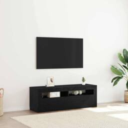 Berkfield Home TV Cabinet with LED Black Oak 120x35x40 cm Engineered Wood - Size: 120 x 35 x 40 cm - thumbnail 2