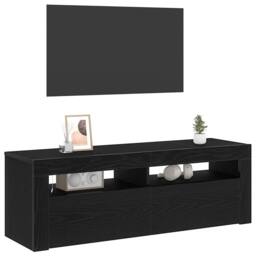 Berkfield Home TV Cabinet with LED Black Oak 120x35x40 cm Engineered Wood - Size: 120 x 35 x 40 cm