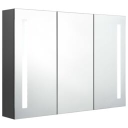 Berkfield Home LED Bathroom Mirror Cabinet 89x14x62 cm Grey - Size: 89 x 14 x 62 cm - thumbnail 3