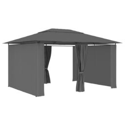 Berkfield Home Garden Marquee with Curtains 4x3 m Anthracite in Black - thumbnail 2