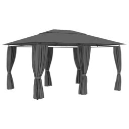 Berkfield Home Garden Marquee with Curtains 4x3 m Anthracite in Black - thumbnail 3