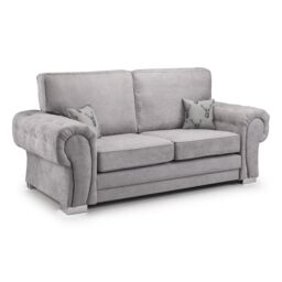 Furnishings For Less UK Milan Fabric 3 Seater Sofa Grey Fabric Full Back Chesterfield Style - thumbnail 1