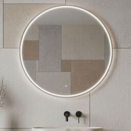 Balterley Round Inset Framed LED Mirror with Demister Pad, 800mm - Chrome in Silver - thumbnail 8