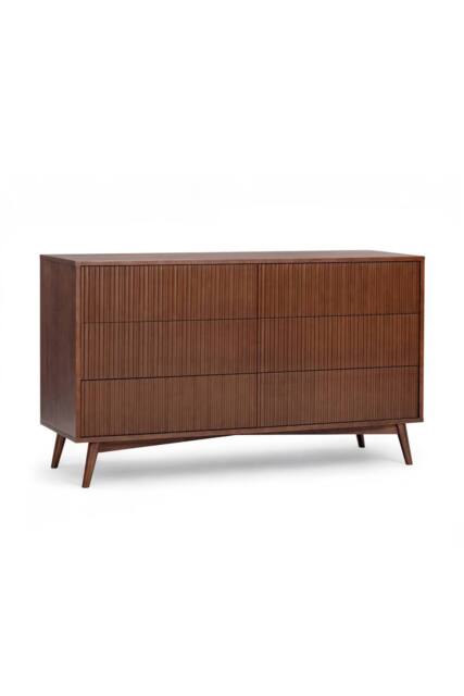 Teamson Home Tremolo Chest of Drawers 6 Drawer Bedroom Dresser in Walnut