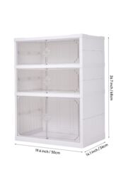 H&O Direct 3-Tier Foldable Storage Rack Shoes Organizer with Doors in White - thumbnail 6