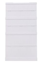 H&O Direct 3-Tier Foldable Storage Rack Shoes Organizer with Doors in White - thumbnail 4
