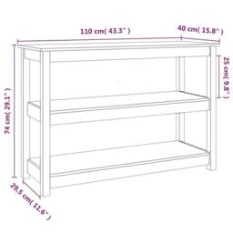 Berkfield Home Console Table 110x40x74 cm Solid Wood Pine in Light Tan - Size: 110 x 40 x 74 cm - thumbnail 8