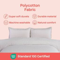Rapport Home Seersucker Polycotton Luxury Duvet Cover Set with Pillowcase in White - Size: Super King - thumbnail 7