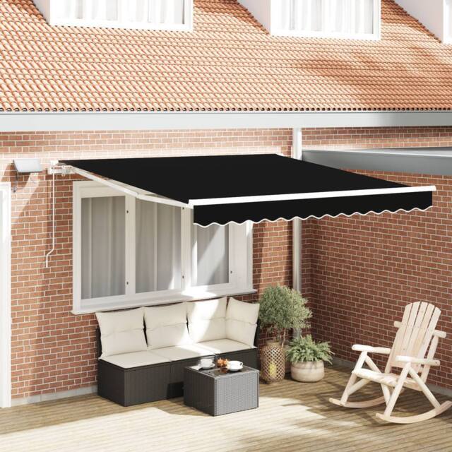 Berkfield Home Manual Retractable Awning with LED Black 350x250 cm - image 1
