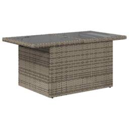 Berkfield Home Garden Table with Glass Top Grey 100x55x73 cm Poly Rattan - Size: 100 x 55 x 73 cm - thumbnail 7