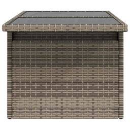 Berkfield Home Garden Table with Glass Top Grey 100x55x73 cm Poly Rattan - Size: 100 x 55 x 73 cm - thumbnail 6