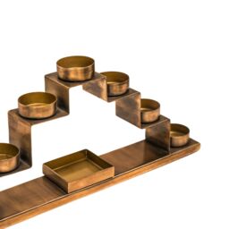 Ivyline Tealight Candle Holder with Decor Box in Antique Brass H16.5Cm W35.5Cm in Metallics - thumbnail 2