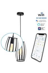 4Lite Smart 4lite WiZ WiFi SMART LED Pendant with Pear Cage & ST64 Amber Lamp - thumbnail 1