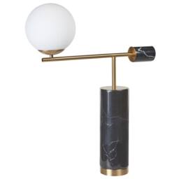 Wyld and Coco Table Lamp Black Marble Base Gold Arm Glass Shade Modern Living - thumbnail 4