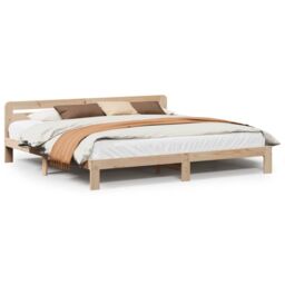 Berkfield Home Bed Frame without Mattress 180x200 cm Super King Solid Wood Pine in Brown - thumbnail 2
