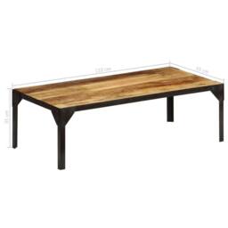 Berkfield Home Beautiful Coffee Table Solid Rough Mango Wood & Steel 110 cm in Brown - thumbnail 8