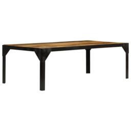 Berkfield Home Beautiful Coffee Table Solid Rough Mango Wood & Steel 110 cm in Brown - thumbnail 2