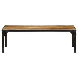 Berkfield Home Beautiful Coffee Table Solid Rough Mango Wood & Steel 110 cm in Brown - thumbnail 3
