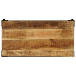 Berkfield Home Beautiful Coffee Table Solid Rough Mango Wood & Steel 110 cm in Brown - thumbnail 5