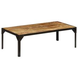 Berkfield Home Beautiful Coffee Table Solid Rough Mango Wood & Steel 110 cm in Brown - thumbnail 9