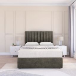 "Sloomy Manhattan Dumfries Bed Set With No Drawers Mattress & 26"" Headboard in Dark Grey - Size: Double" - thumbnail 2
