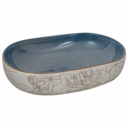 Berkfield Home Countertop Basin Sand & Blue Oval 59x40x14 cm Ceramic - Size: 59 x 40 x 14 cm