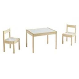 EONLION Kids Table & Chairs Set Wooden Children Dinner & Learning Table in Natural - thumbnail 4