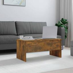 Berkfield Home Modern Coffee Table Smoked Oak 102x50.5x46.5 cm Engineered Wood in Brown - thumbnail 1