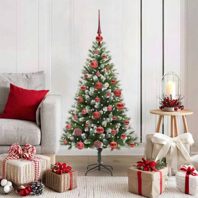 Berkfield Home Artificial Hinged Christmas Tree with Flocked Snow 120 cm in Green - image 1