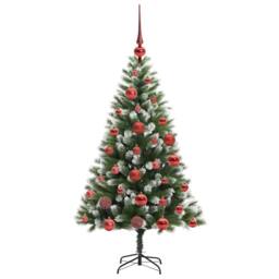 Berkfield Home Artificial Hinged Christmas Tree with Flocked Snow 120 cm in Green - thumbnail 4