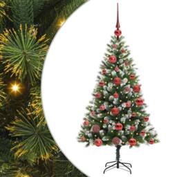 Berkfield Home Artificial Hinged Christmas Tree with Flocked Snow 120 cm in Green - thumbnail 2