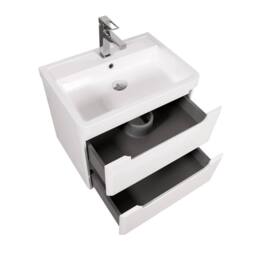 Bathroom Kingdom Monza Gloss White Wall Hung Slimline Basin Drawer Vanity 600mm - thumbnail 2